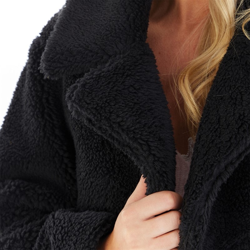 French Connection Womens Borg Peak L Coat Black - Image 3