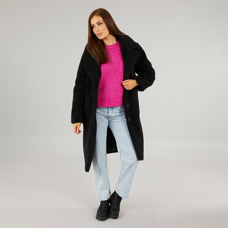 French Connection Womens Borg Peak L Coat Black - Image 4