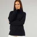 French Connection Womens Cable Roll Jumper Dark Navy