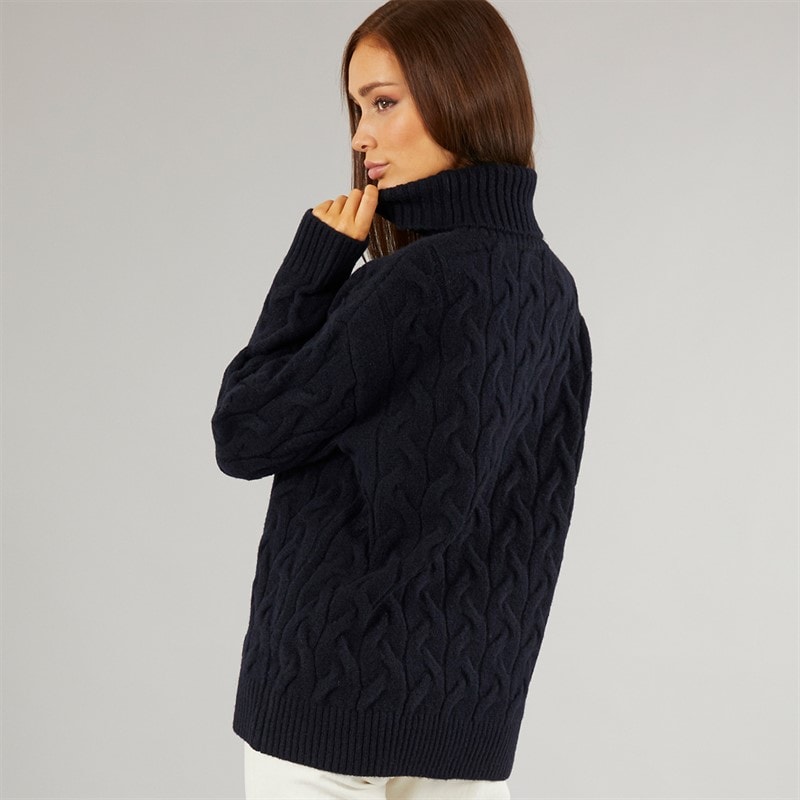 French Connection Womens Cable Roll Jumper Dark Navy - Image 2