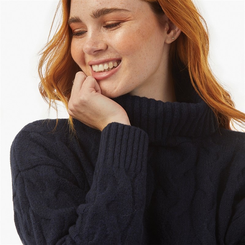 French Connection Womens Cable Roll Jumper Dark Navy - Image 3