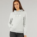 French Connection Womens FCUK Hoodie Light Grey Melange/White