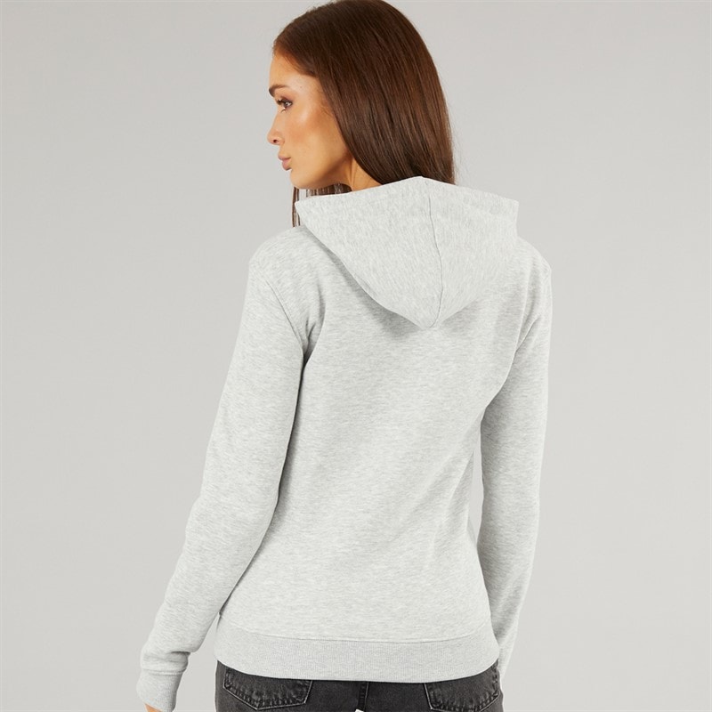 French Connection Womens FCUK Hoodie Light Grey Melange/White - Image 2