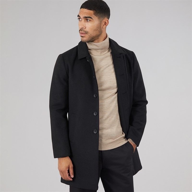 French Connection SB Collar Wool Coat Black - Image 1