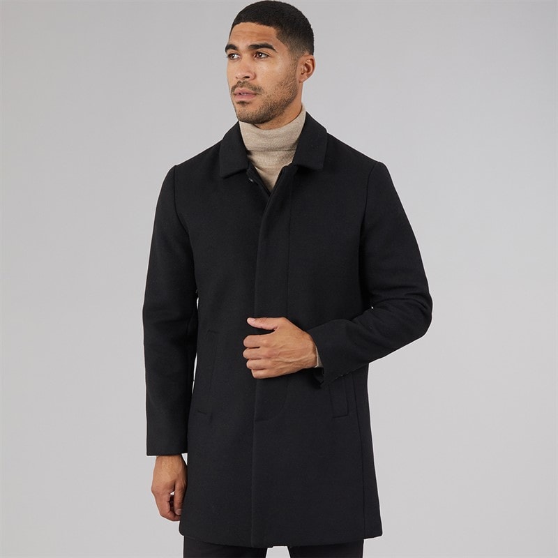 French Connection SB Collar Wool Coat Black - Image 3