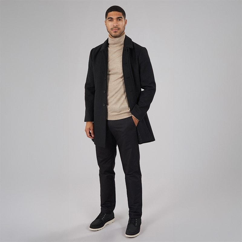 French Connection SB Collar Wool Coat Black - Image 4