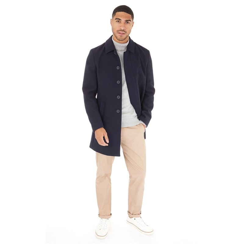 French Connection Mens SB Collar Wool Coat Marine - Image 3