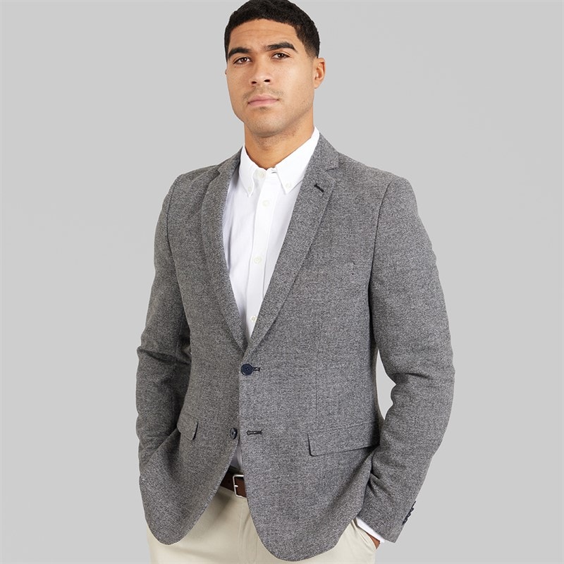 French Connection Mens Herringbone Blazer Grey - Image 3