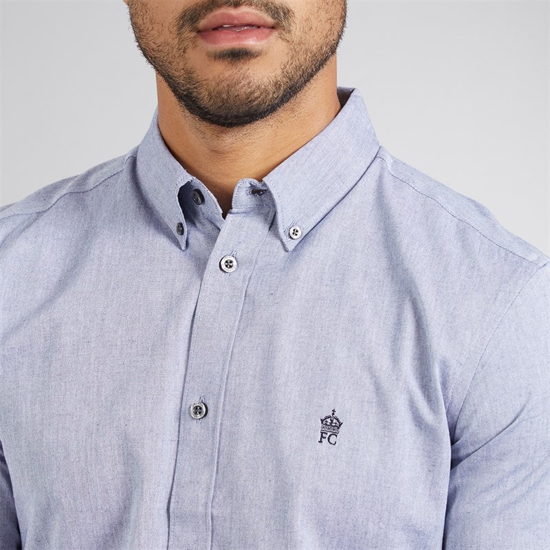 French Connection Mens Two Pack Long Sleeve Oxford Shirts Sky/Marine - Image 3