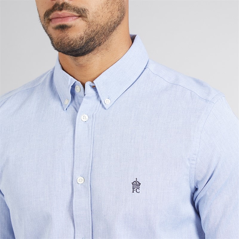 French Connection Mens Two Pack Long Sleeve Oxford Shirts Sky/Marine - Image 5