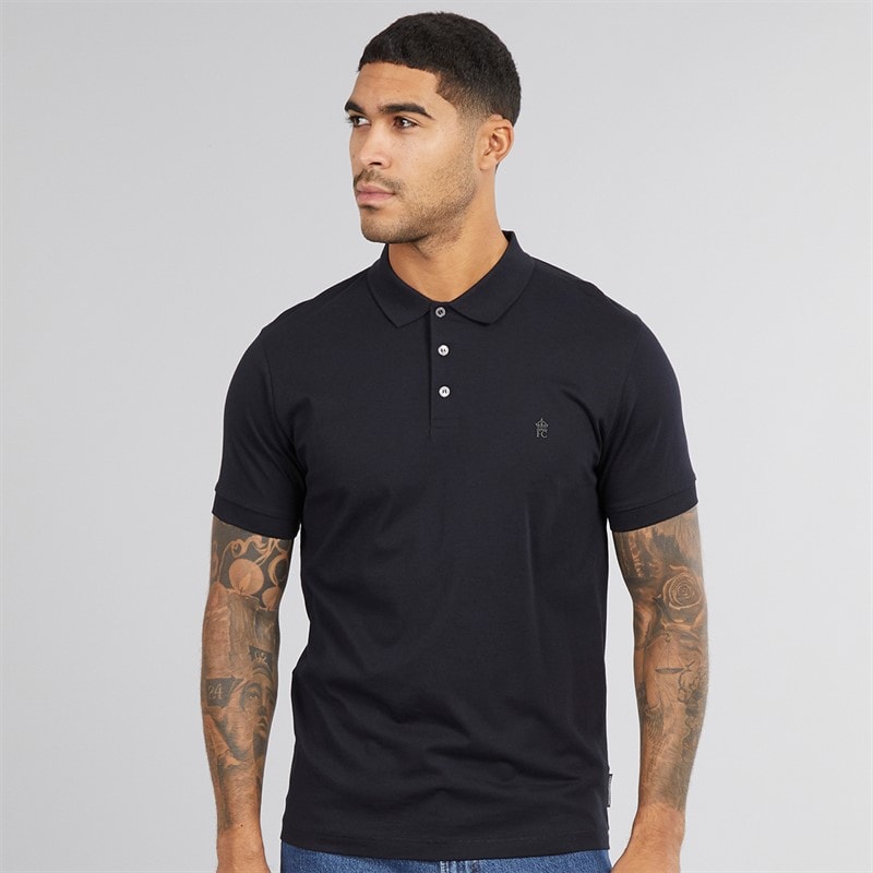 French Connection Mens Jersey Polo Shirt Marine/Gunmetal - Image 1