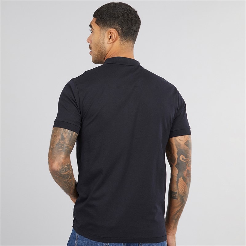 French Connection Mens Jersey Polo Shirt Marine/Gunmetal - Image 2
