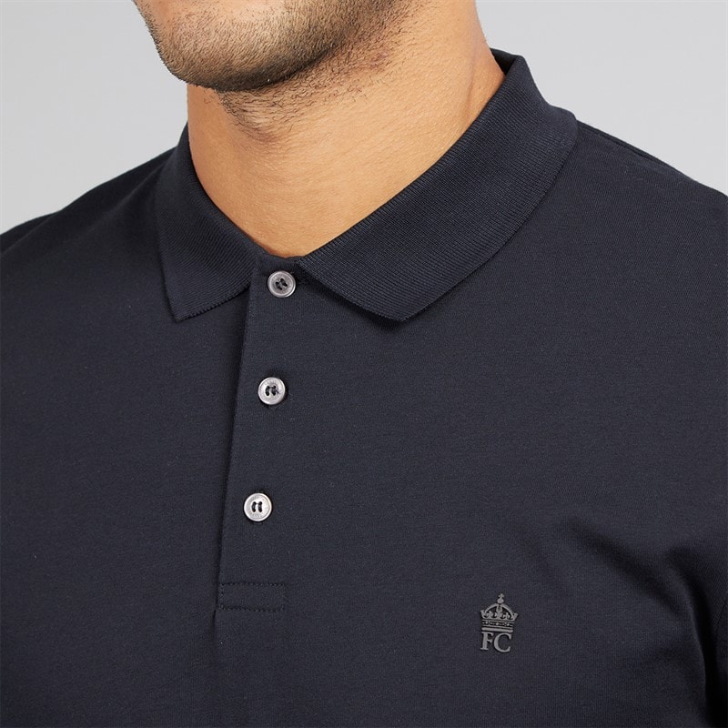 French Connection Mens Jersey Polo Shirt Marine/Gunmetal - Image 3