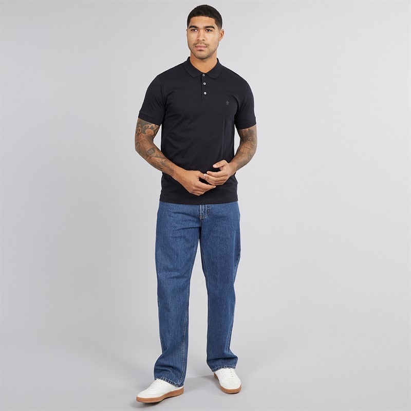 French Connection Mens Jersey Polo Shirt Marine/Gunmetal - Image 4