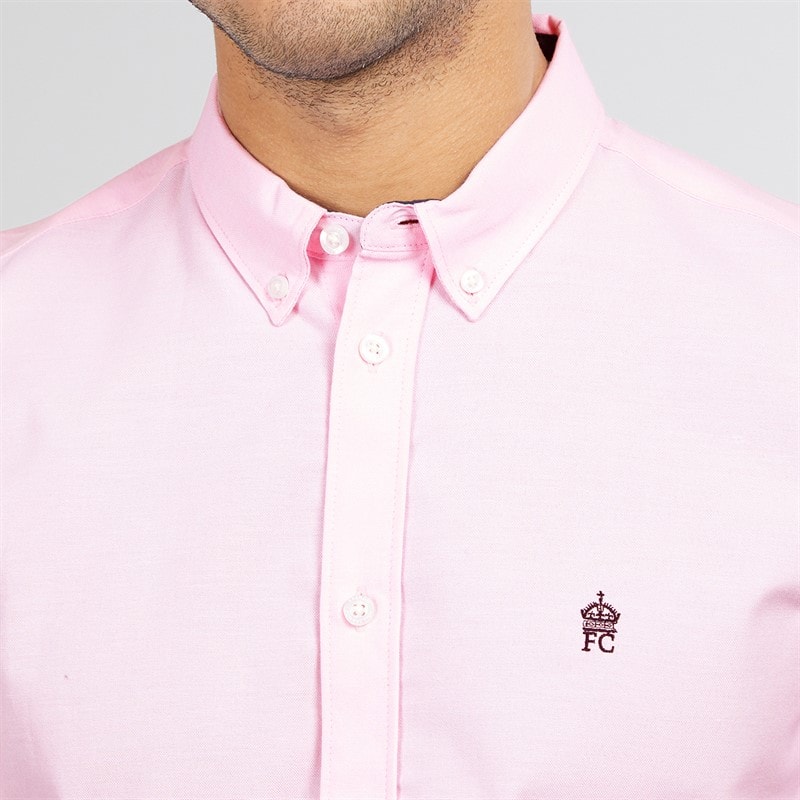 French Connection Mens Short Sleeve Oxford Shirt Pink - Image 3