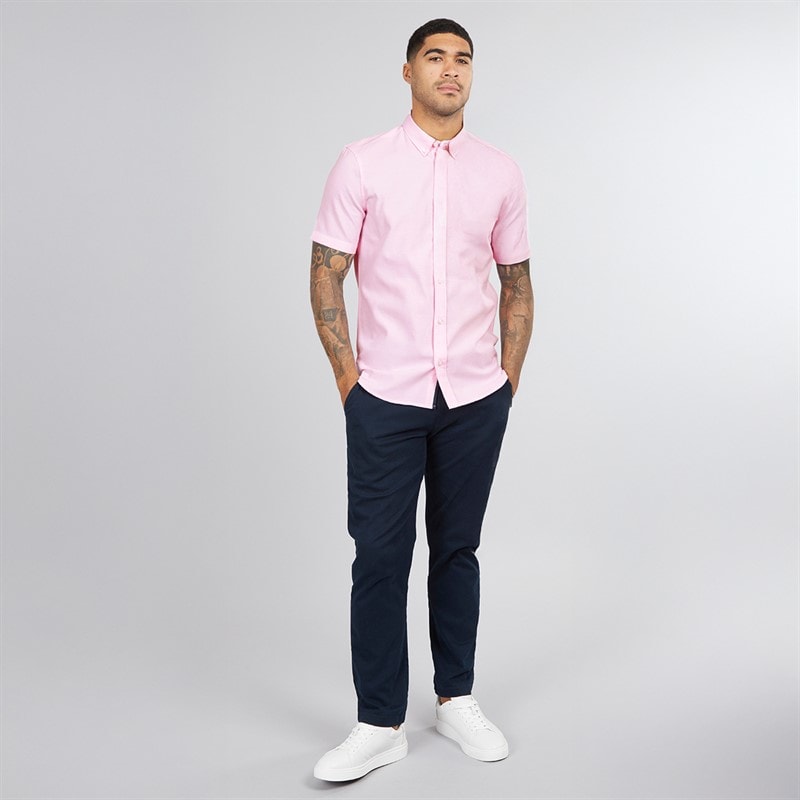 French Connection Mens Short Sleeve Oxford Shirt Pink - Image 4