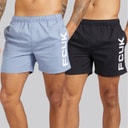 French Connection Mens FCUK Two Pack Swim Shorts Multi 1 - Marine/Light Blue