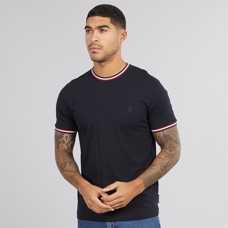 French Connection Mens Col Ringer T-Shirt Marine - Image 1