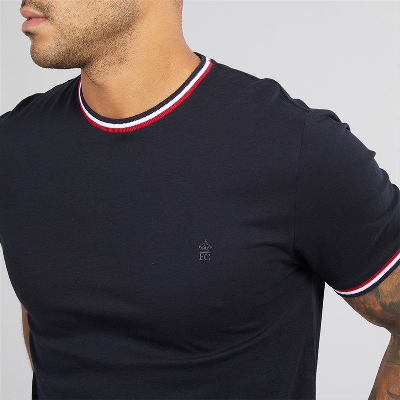 French Connection Mens Col Ringer T-Shirt Marine - Image 3