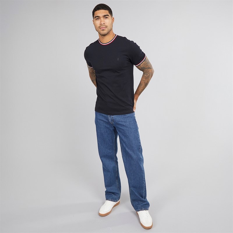 French Connection Mens Col Ringer T-Shirt Marine - Image 4
