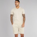 French Connection Mens Jersey Trophy Polo Shirt And Shorts Set Stone