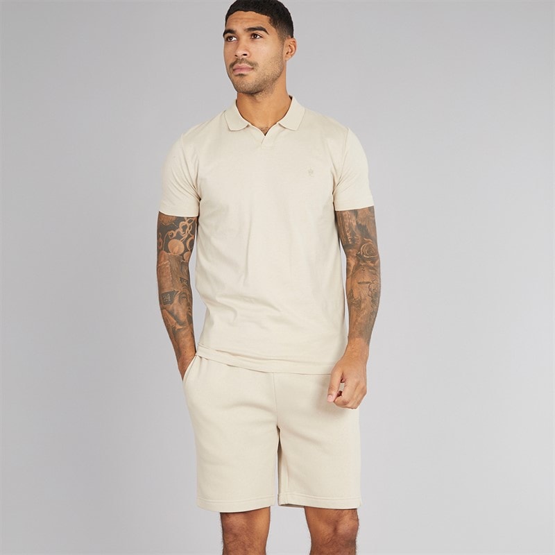 French Connection Mens Jersey Trophy Polo Shirt And Shorts Set Stone