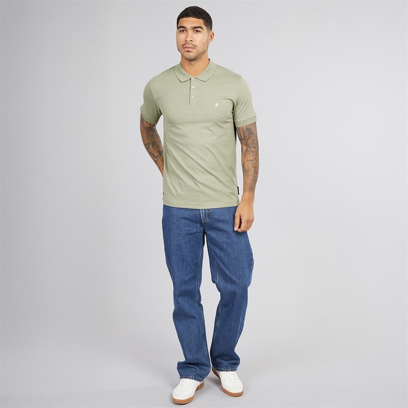 French Connection Mens Jersey Polo Shirt New Sage/White - Image 4