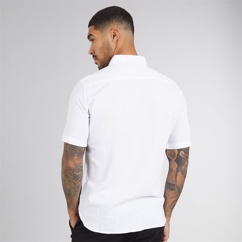 French Connection Mens Short Sleeve Linen Shirt White - Image 2