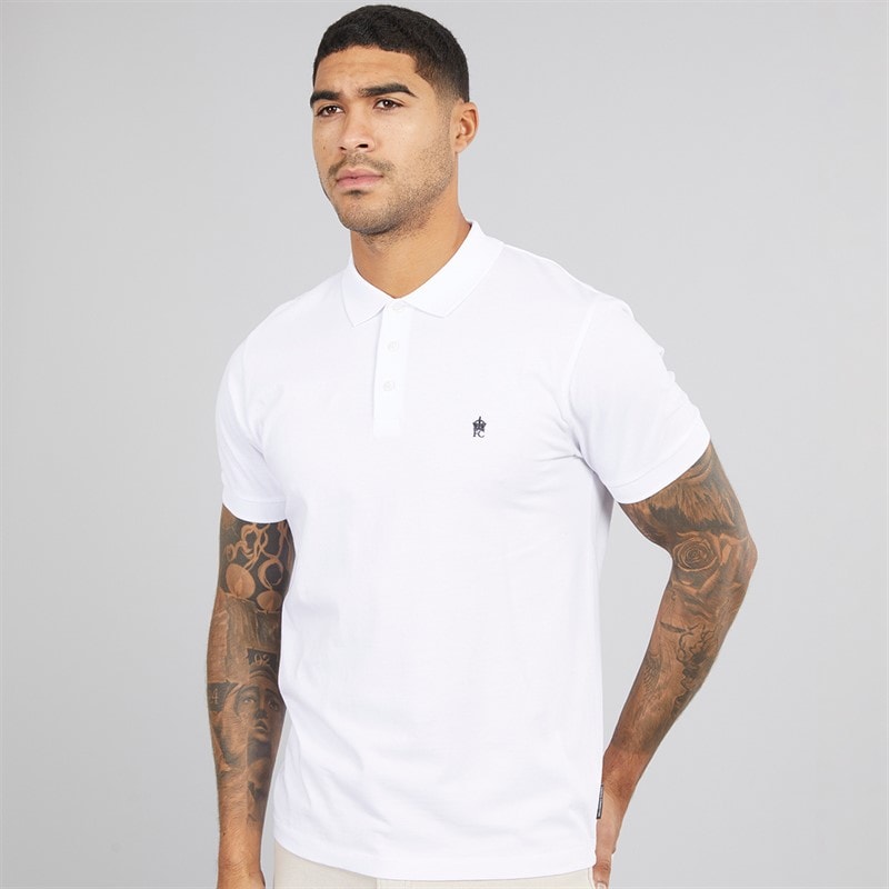 French Connection Mens Jersey Polo Shirt White/Marine - Image 1