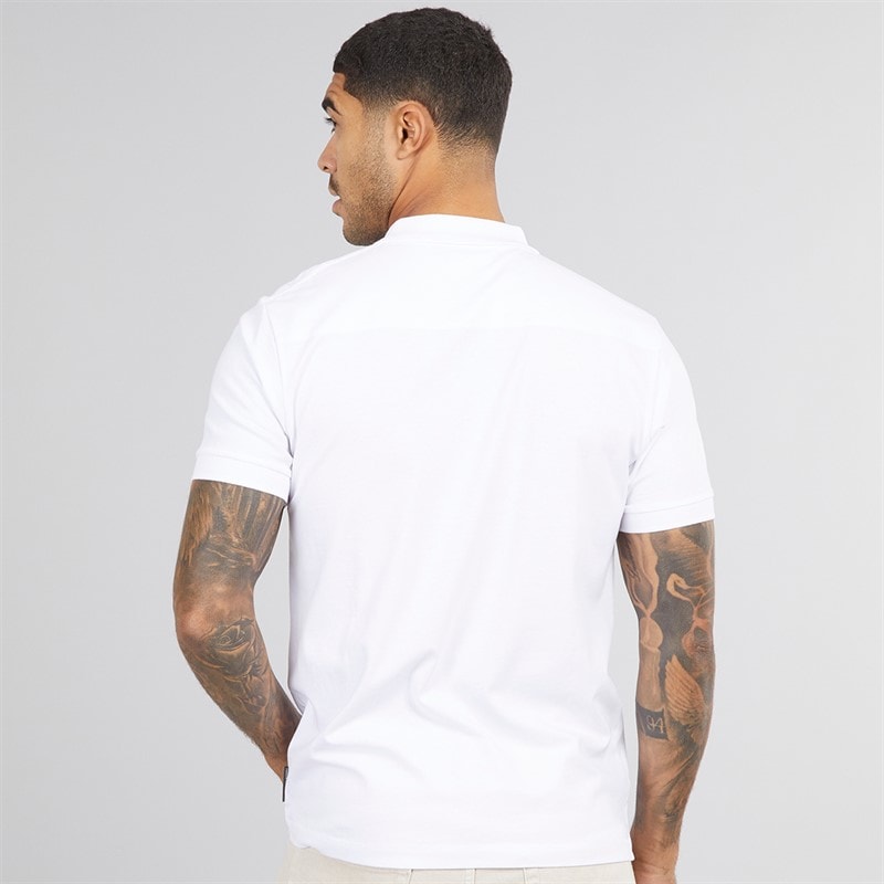 French Connection Mens Jersey Polo Shirt White/Marine - Image 2