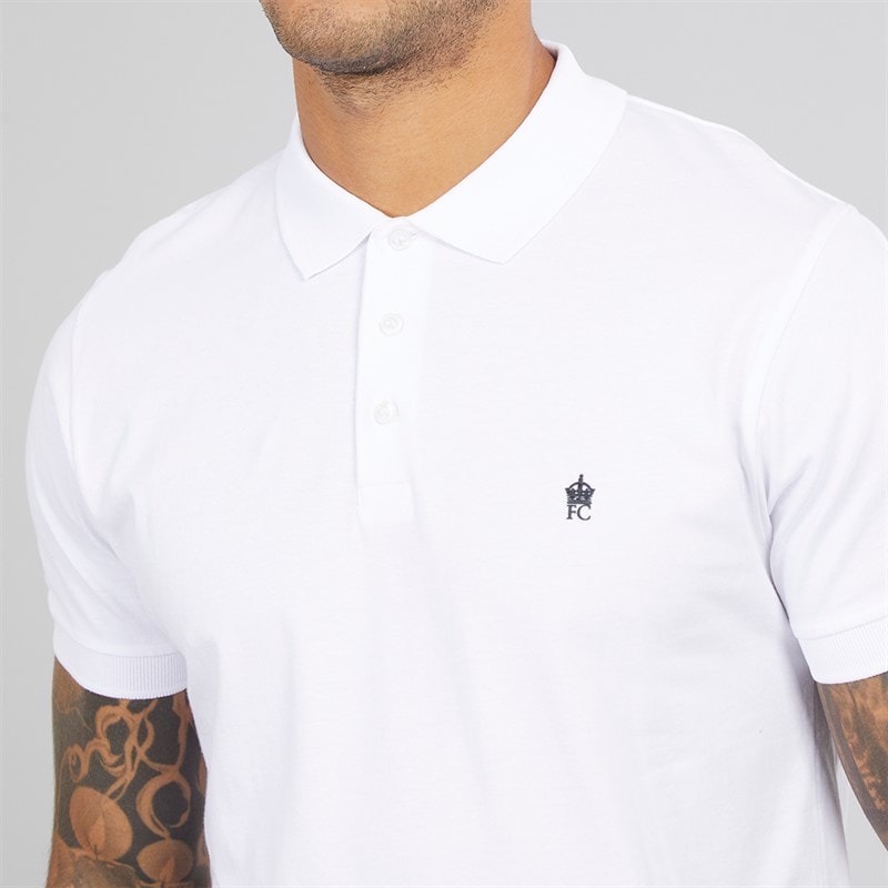 French Connection Mens Jersey Polo Shirt White/Marine - Image 3