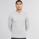 French Connection Mens Jersey Zip Long Sleeve Polo Shirt Light Grey Mel