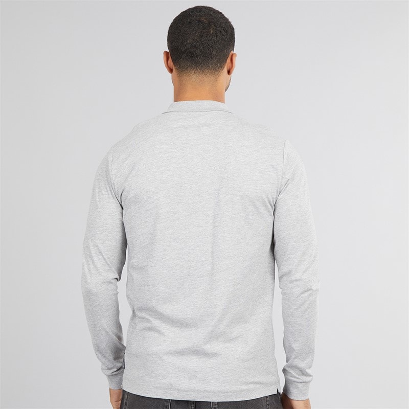 French Connection Mens Jersey Zip Long Sleeve Polo Shirt Light Grey Mel - Image 2