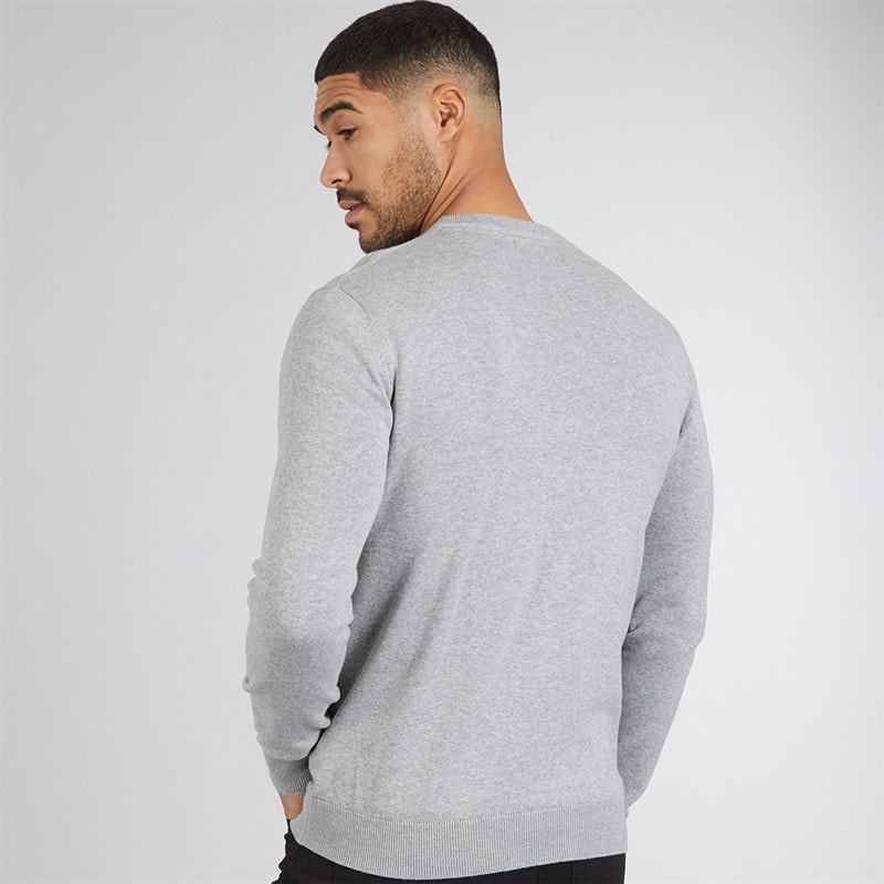 French Connection Mens Cotton Crew Neck Jumper Light Grey Mel - Image 2