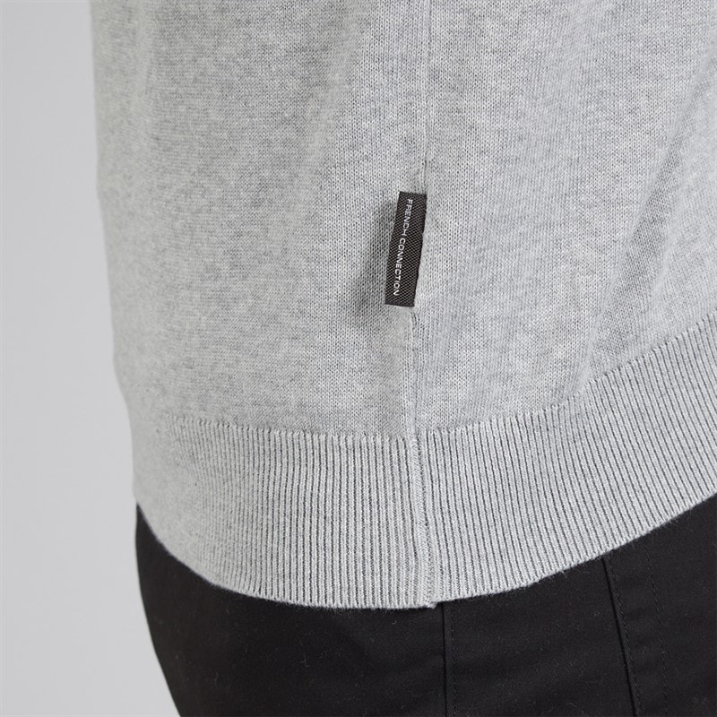 French Connection Mens Cotton Crew Neck Jumper Light Grey Mel - Image 3