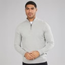 French Connection Mens Cotton 1/4 Zip Jumper Light Grey Mel
