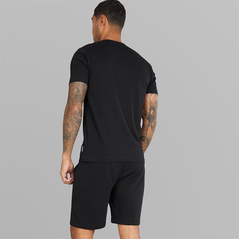 French Connection Mens FCUK Chest Build T-Shirt And Shorts Set Black/White - Image 2