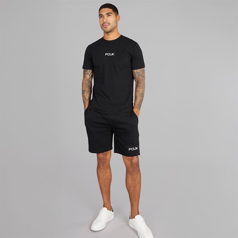 French Connection Mens FCUK Chest Build T-Shirt And Shorts Set Black/White - Image 3