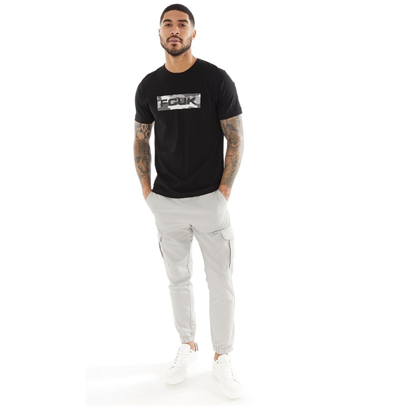 French Connection Mens Combat Tech Cargos Pants Light Grey - Image 3