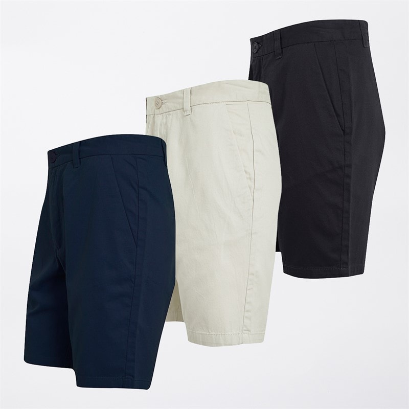 French Connection Mens Three Pack Chino Shorts Multi 1 - Black/Stone/Marine - Image 2