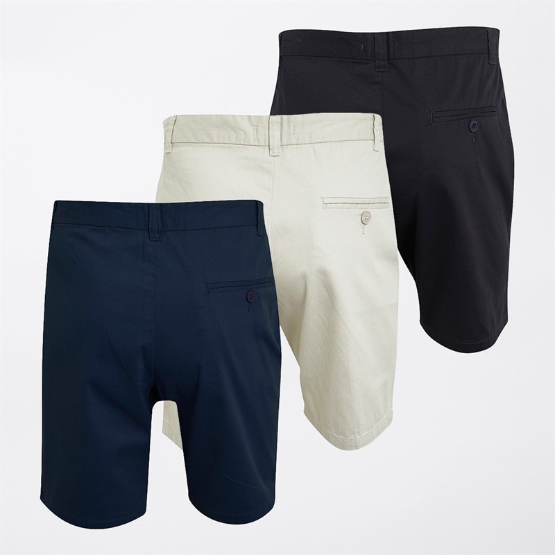French Connection Mens Three Pack Chino Shorts Multi 1 - Black/Stone/Marine - Image 3