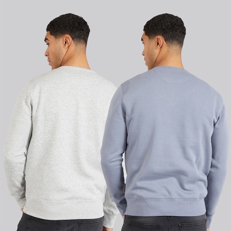French Connection Mens FC Two Pack Sweatshirts Multi - Light Blue Mel/Light Grey Mel - Image 2