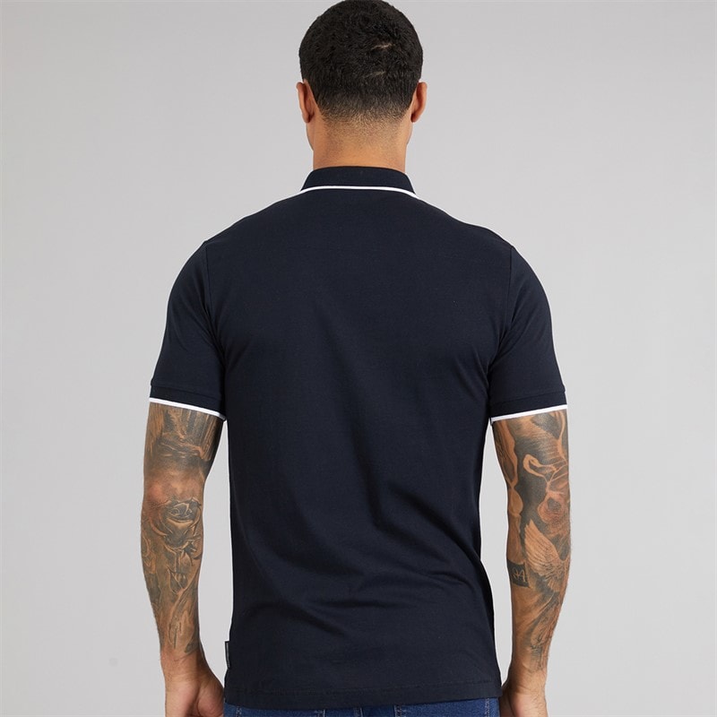 French Connection Mens Piping Polo Shirt Marine/White - Image 2