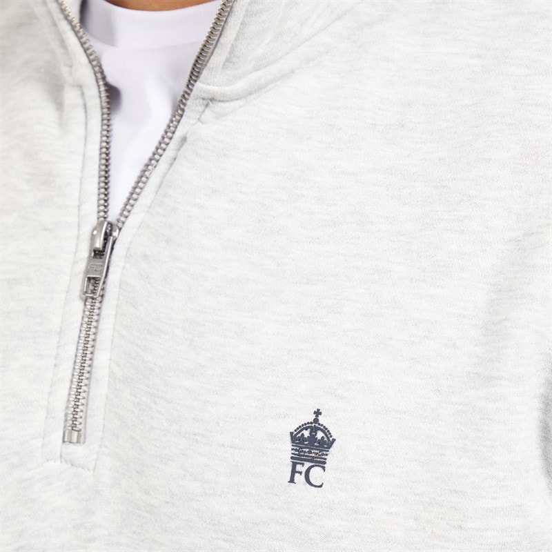 French Connection Mens FC 1/2 Zip Sweatshirt Light Grey Marl - Image 3
