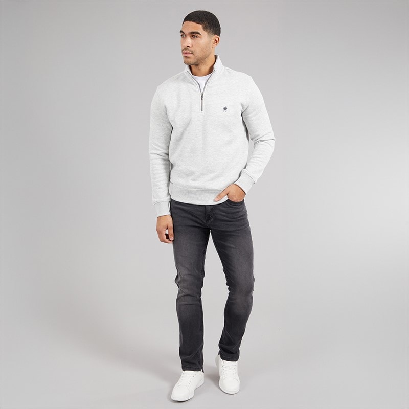 French Connection Mens FC 1/2 Zip Sweatshirt Light Grey Marl - Image 4