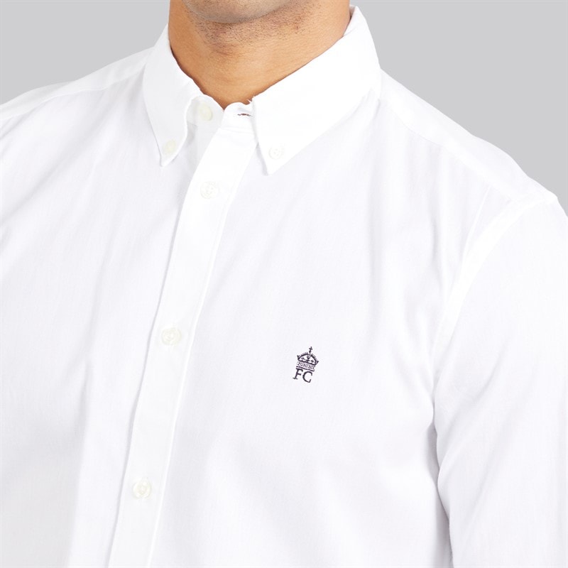French Connection Mens Two Pack Long Sleeve Oxford Shirts White/Mid Blue - Image 3