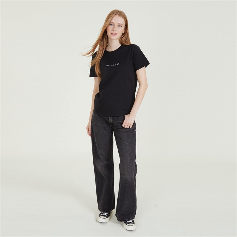 French Connection Womens FCUK Cool As Fitted T-Shirt Black/White - Image 4