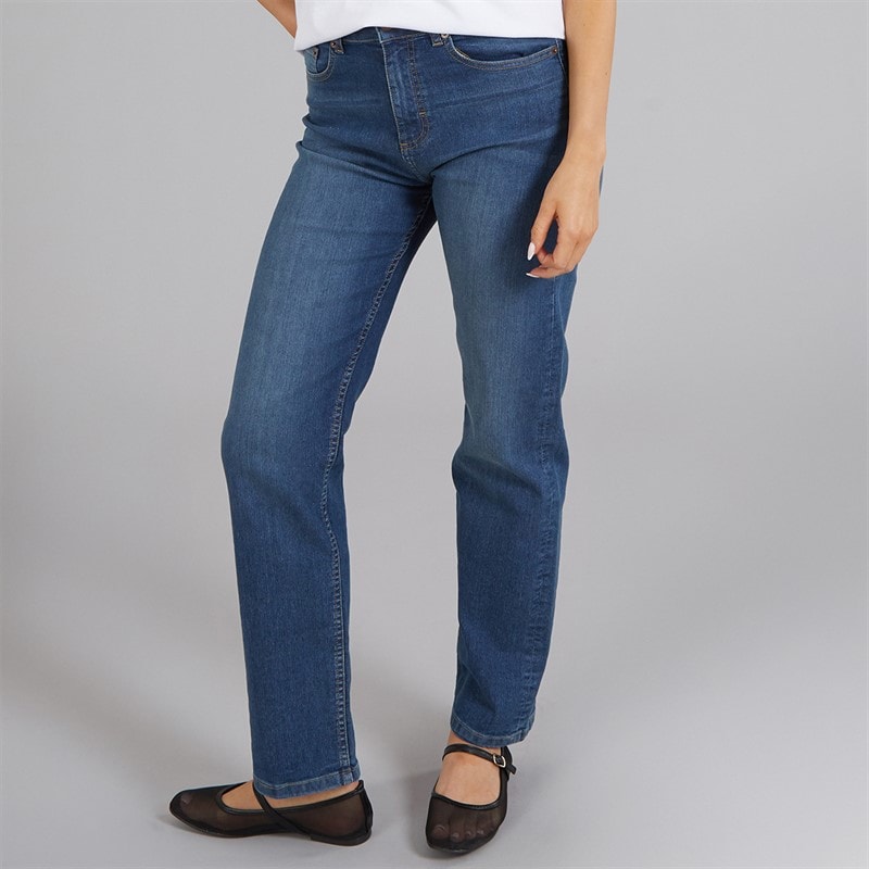 French Connection Womens High Rise Slim Straight Jeans Blue Mid - Image 3