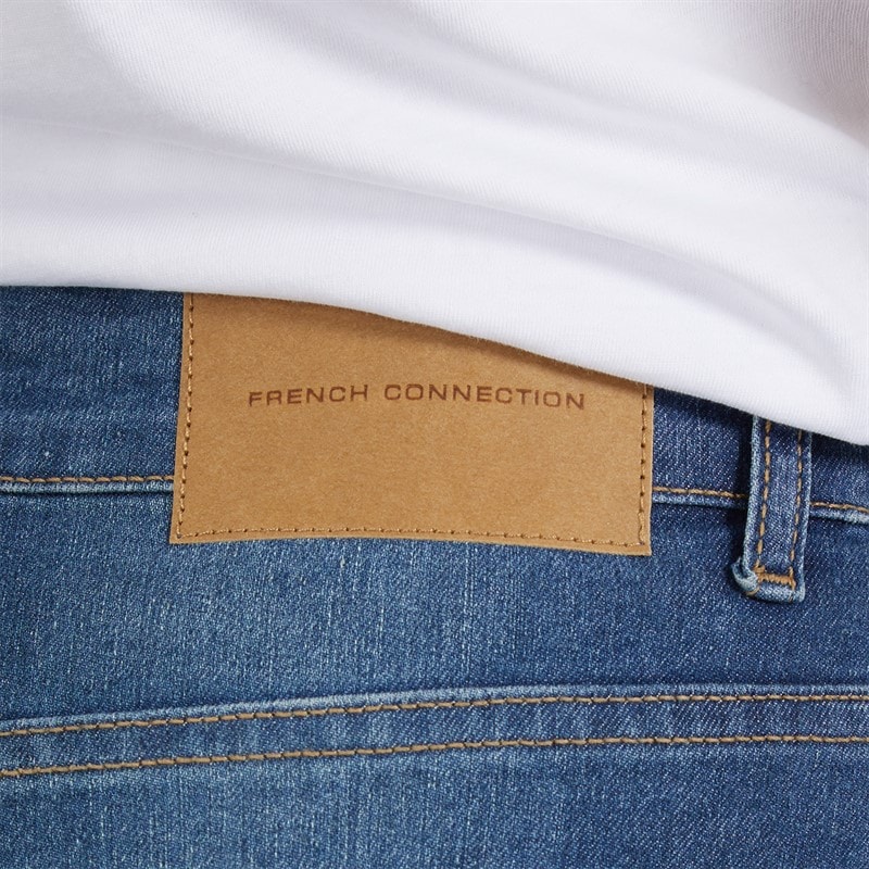 French Connection Womens High Rise Slim Straight Jeans Blue Mid - Image 5
