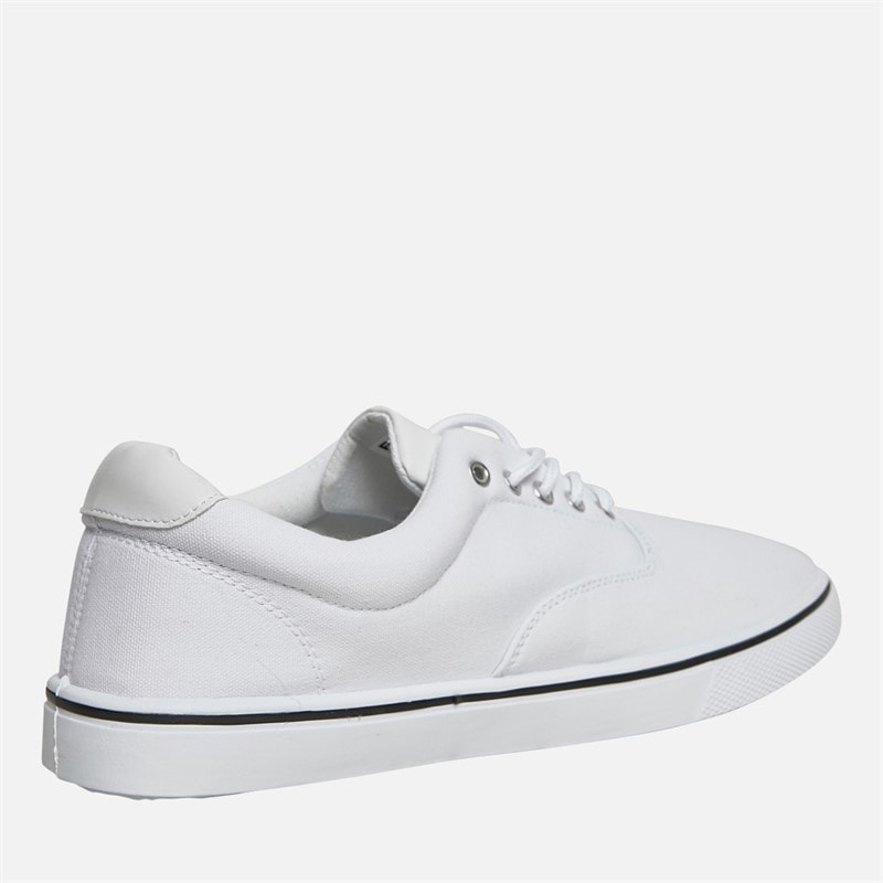 French Connection Mens FCUK Deck Canvas Pumps White Mono - Image 5